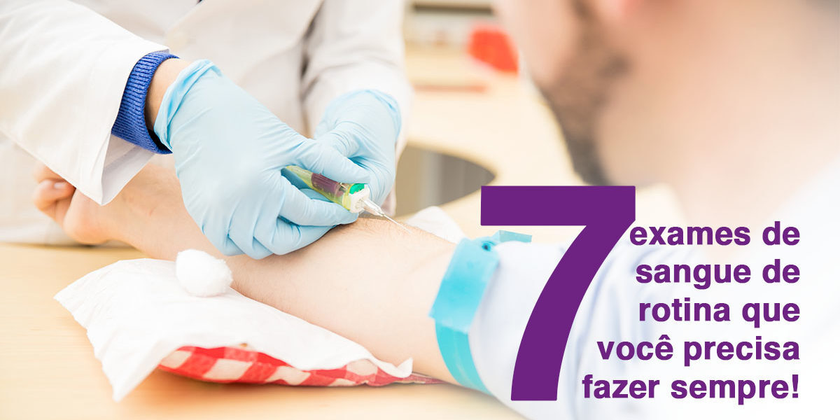 Banner mostra procedimento de coleta de exame de sangue